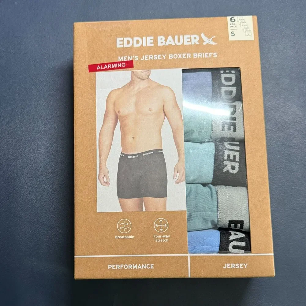 Eddie Bauer NWB Sz S Multi Men's Jersey Boxer Briefs, 6 Pack